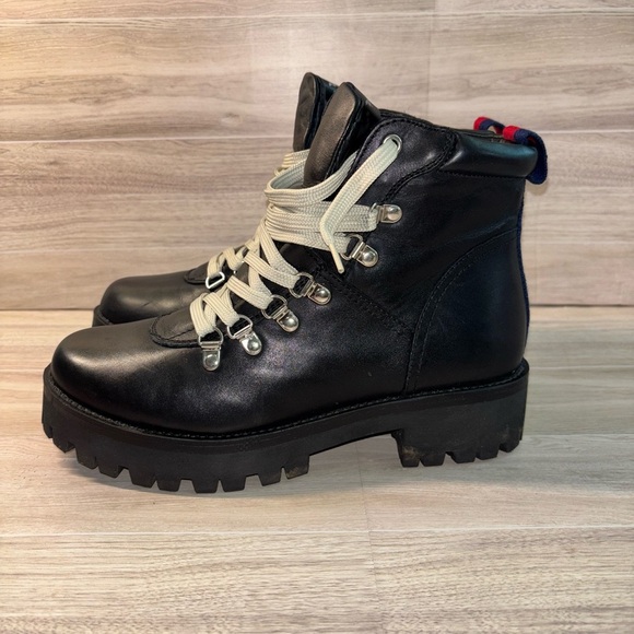 Steve Madden Bam Black Leather Combat Boots - Picture 4 of 9